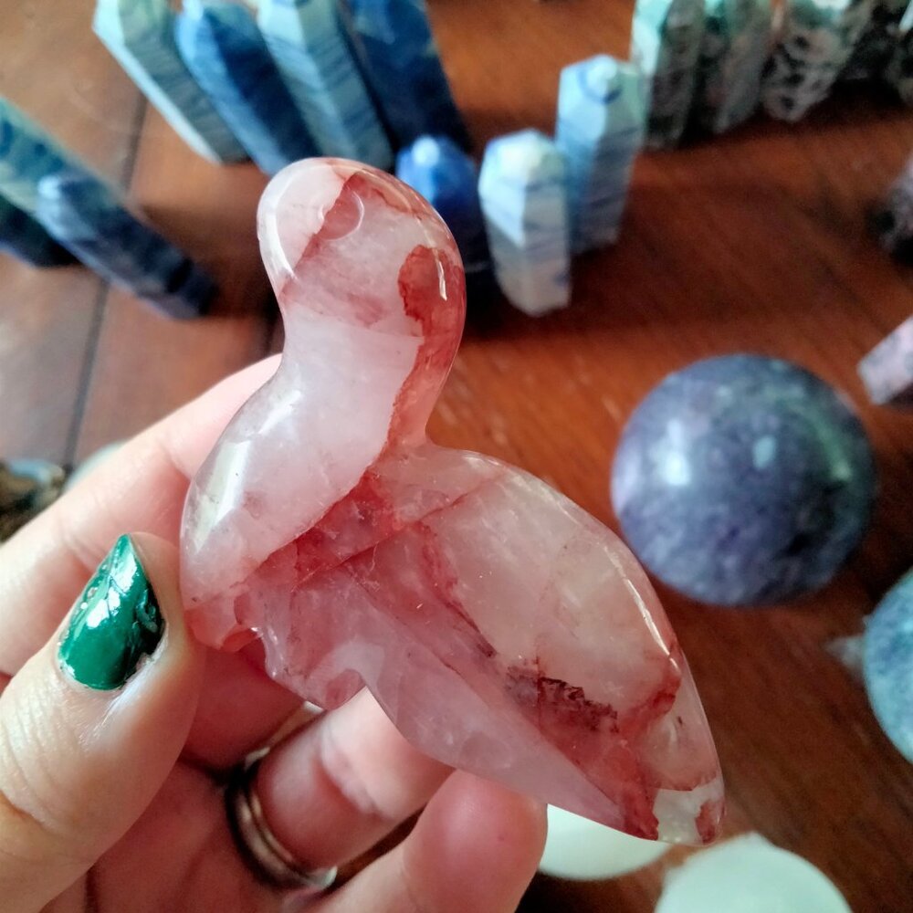 Fire Quartz Crystal Dinosaur Carving